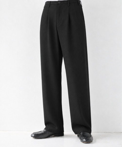 STUDIOUS（ステュディオス）の「【STUDIOUS】Stripe Amunzen easy-Slacks（スラックス・メンズ・ブラック/ダークグレー・1/2/3）」の2枚目の写真