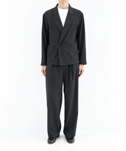 STUDIOUS（ステュディオス）の「【STUDIOUS】Stripe Amunzen easy-Slacks（スラックス・メンズ・ブラック/ダークグレー・1/2/3）」の20枚目の写真