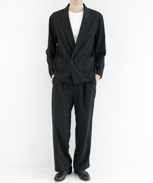 STUDIOUS（ステュディオス）の「【STUDIOUS】Stripe Amunzen easy-Slacks（スラックス・メンズ・ブラック/ダークグレー・1/2/3）」の8枚目の写真
