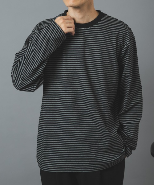 ITEMS URBANRESEARCH(アイテムズ アーバンリサーチ)の「マシュマロジャージーボーダーカットソー(Tシャツ/カットソー・メンズ・ブラック/グレー/ホワイト・LARGE/MEDIUM)」の1枚目の写真