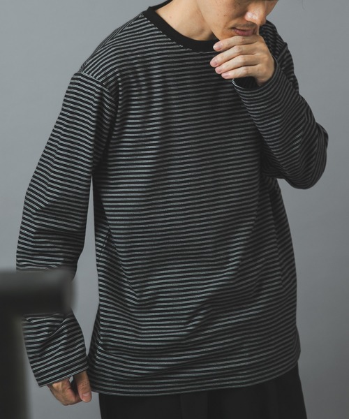 ITEMS URBANRESEARCH(アイテムズ アーバンリサーチ)の「マシュマロジャージーボーダーカットソー(Tシャツ/カットソー・メンズ・ブラック/グレー/ホワイト・LARGE/MEDIUM)」の5枚目の写真