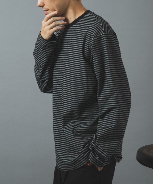 ITEMS URBANRESEARCH(アイテムズ アーバンリサーチ)の「マシュマロジャージーボーダーカットソー(Tシャツ/カットソー・メンズ・ブラック/グレー/ホワイト・LARGE/MEDIUM)」の7枚目の写真