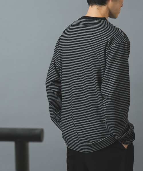 ITEMS URBANRESEARCH(アイテムズ アーバンリサーチ)の「マシュマロジャージーボーダーカットソー(Tシャツ/カットソー・メンズ・ブラック/グレー/ホワイト・LARGE/MEDIUM)」の8枚目の写真