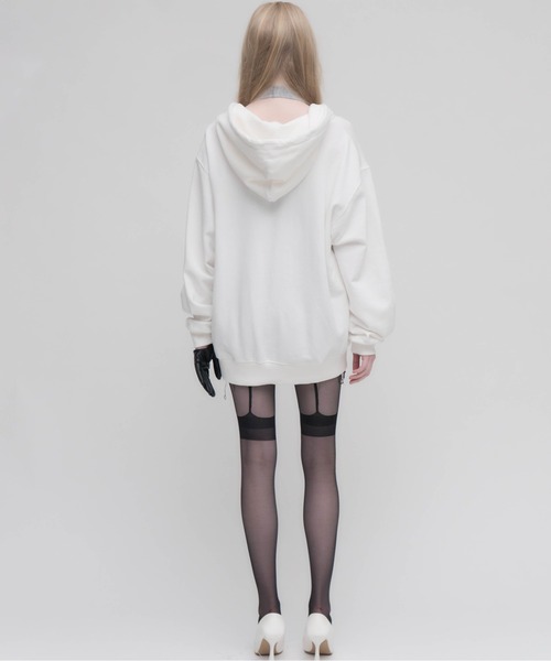 Carmelo(カーメロ)の「Horse print zip hoodie / セットアップ対応 ホースプリントパーカー(パーカー・レディース・ホワイト/ブラック・FREE)」の3枚目の写真
