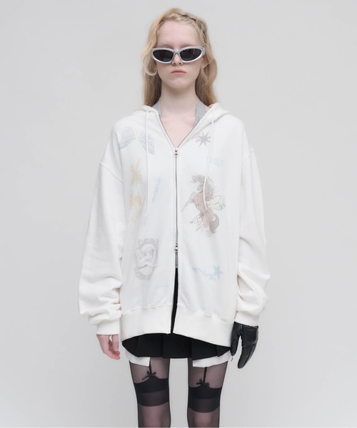 Carmelo(カーメロ)の「Horse print zip hoodie / セットアップ対応 ホースプリントパーカー(パーカー・レディース・ホワイト/ブラック・FREE)」の16枚目の写真