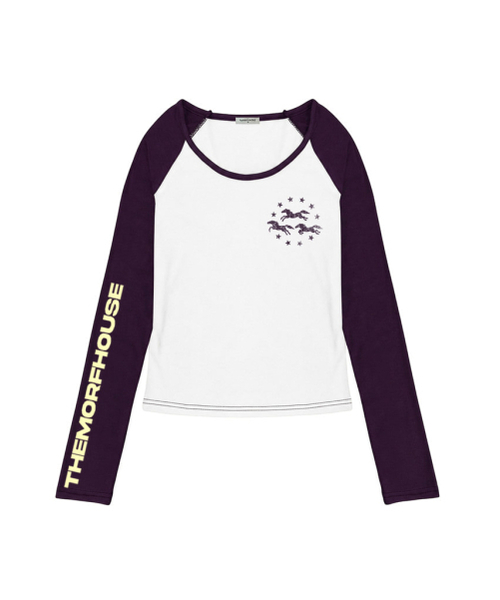 THEMORFHOUSE(ザモーフハウス)の「three ホースプリント配色 Uネック ロングスリーブ パープル(Tシャツ/カットソー・レディース・その他・MEDIUM)」の4枚目の写真