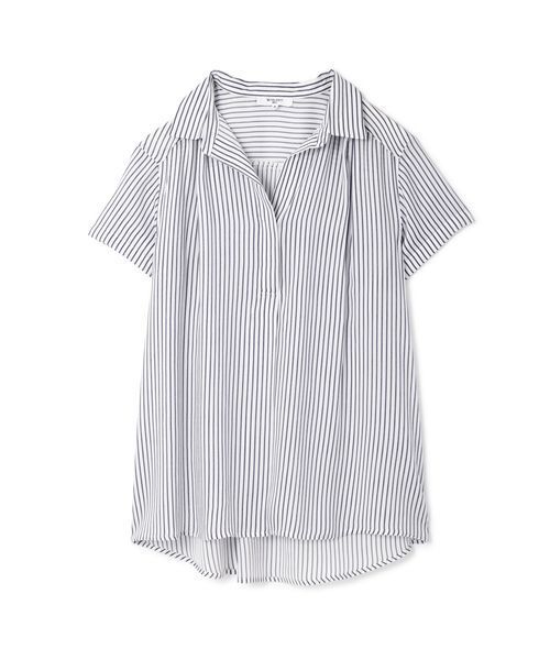 NATURAL BEAUTY BASIC（ナチュラルビューティーベーシック）の「ビエラスキッパー半袖ブラウス（シャツ/ブラウス・レディース・ダークネイビー/ライトグリーン/ホワイト系その他/ベージュ系その他・SMALL/MEDIUM/LARGE）」の4枚目の写真