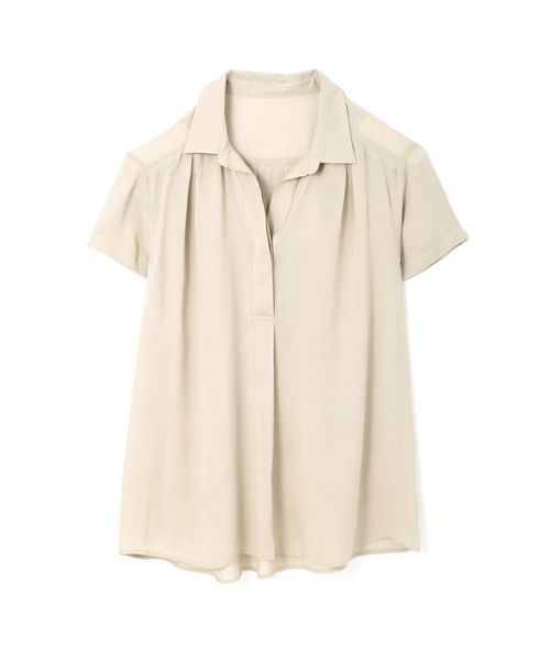 NATURAL BEAUTY BASIC（ナチュラルビューティーベーシック）の「ビエラスキッパー半袖ブラウス（シャツ/ブラウス・レディース・ダークネイビー/ライトグリーン/ホワイト系その他/ベージュ系その他・SMALL/MEDIUM/LARGE）」の5枚目の写真