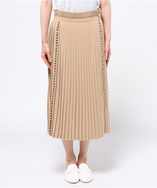 TARO HORIUCHI（タロウ ホリウチ）の「◇TARO HORIUCHI スリットプリーツスカート（スカート・レディース・ベージュ/ホワイト・2）」の3枚目の写真