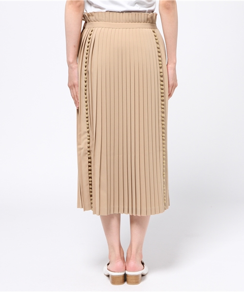 TARO HORIUCHI（タロウ ホリウチ）の「◇TARO HORIUCHI スリットプリーツスカート（スカート・レディース・ベージュ/ホワイト・2）」の5枚目の写真