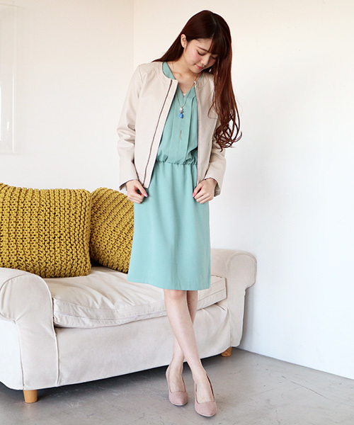 N.（N. Natural Beauty Basic）（エヌエヌナチュラルビューティーベーシック）の「ノーカラーレザーブルゾン（ライダースジャケット・レディース・ホワイト/ブラック/ベージュ・MEDIUM/SMALL）」の18枚目の写真