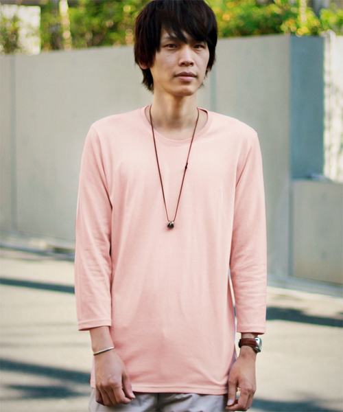 MONO-MART(モノマート)の「裾サイドZIP ロング丈カットソー(Tシャツ/カットソー・メンズ・ボルドー/オフホワイト/ブラック/オリーブ/ライトピンク/チャコール/ネイビー/ブルー系その他/ミント/ダークベージュ/グレー・ONE SIZE)」の1枚目の写真