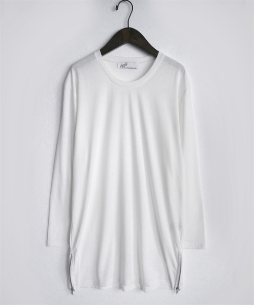 MONO-MART(モノマート)の「裾サイドZIP ロング丈カットソー(Tシャツ/カットソー・メンズ・ボルドー/オフホワイト/ブラック/オリーブ/ライトピンク/チャコール/ネイビー/ブルー系その他/ミント/ダークベージュ/グレー・ONE SIZE)」の22枚目の写真