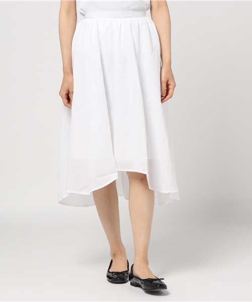 KOBE LETTUCE（コウベレタス）の「ふんわりフレアで女性らしく！ウエストゴム★イレギュラーヘム膝丈スカート/ミモレ丈/神戸レタス[M1636]（スカート・レディース・ブルー/レモンイエロー/ラベンダー/コーラル/レッド/カーキ/アイボリー/ブラック/ホワイト系その他/ブルー系その他/ダークパープル/モカ/ネイビー・FREE）」の21枚目の写真