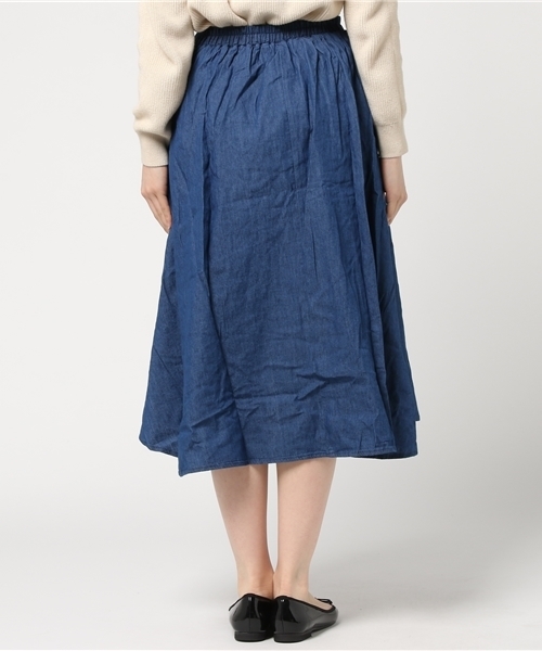 KOBE LETTUCE（コウベレタス）の「ふんわりフレアで女性らしく！ウエストゴム★イレギュラーヘム膝丈スカート/ミモレ丈/神戸レタス[M1636]（スカート・レディース・ブルー/レモンイエロー/ラベンダー/コーラル/レッド/カーキ/アイボリー/ブラック/ホワイト系その他/ブルー系その他/ダークパープル/モカ/ネイビー・FREE）」の16枚目の写真