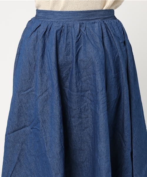 KOBE LETTUCE（コウベレタス）の「ふんわりフレアで女性らしく！ウエストゴム★イレギュラーヘム膝丈スカート/ミモレ丈/神戸レタス[M1636]（スカート・レディース・ブルー/レモンイエロー/ラベンダー/コーラル/レッド/カーキ/アイボリー/ブラック/ホワイト系その他/ブルー系その他/ダークパープル/モカ/ネイビー・FREE）」の17枚目の写真