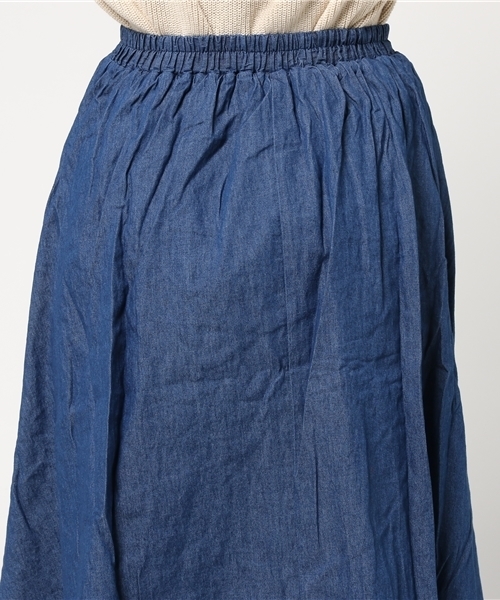 KOBE LETTUCE（コウベレタス）の「ふんわりフレアで女性らしく！ウエストゴム★イレギュラーヘム膝丈スカート/ミモレ丈/神戸レタス[M1636]（スカート・レディース・ブルー/レモンイエロー/ラベンダー/コーラル/レッド/カーキ/アイボリー/ブラック/ホワイト系その他/ブルー系その他/ダークパープル/モカ/ネイビー・FREE）」の18枚目の写真