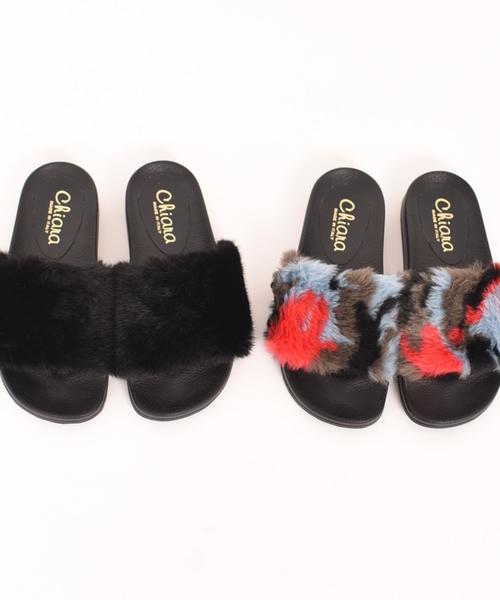 liflattie ships(リフラティ シップス)の「CHIARA(キアラ):フェイク ファー サンダル ◇(サンダル・レディース・ブラック/その他・38/36/37)」の7枚目の写真