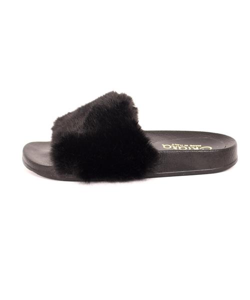 liflattie ships(リフラティ シップス)の「CHIARA(キアラ):フェイク ファー サンダル ◇(サンダル・レディース・ブラック/その他・38/36/37)」の4枚目の写真