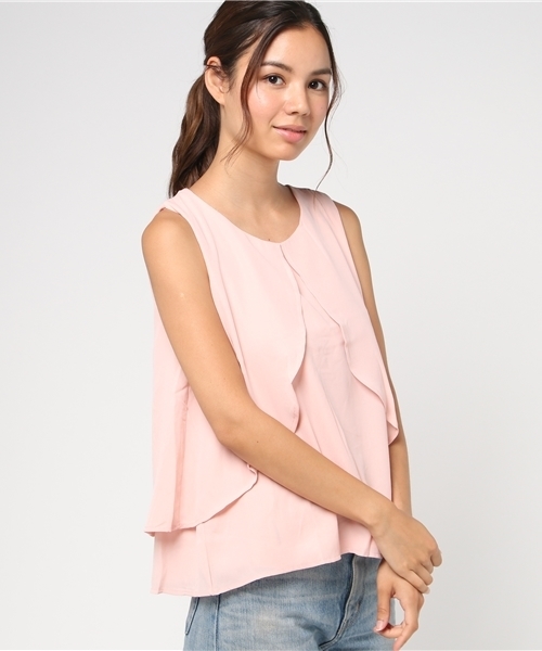 Pierrot(ピエロ)の「ノースリーブ シフォンブラウス 袖なし リバーシブル(シャツ/ブラウス・レディース・ネイビー/ブラック/ピンク・L/M)」の9枚目の写真
