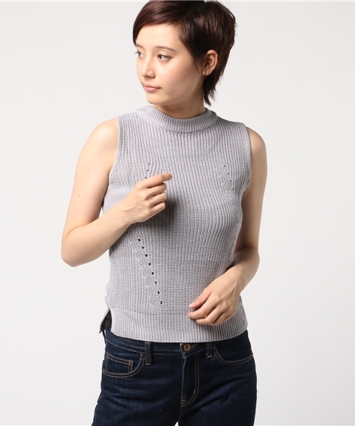 GeeRA（ジーラ）の「プチネックニットベスト（ニット/セーター・レディース・オフホワイト/カーキ/その他/ブラック/オレンジ系その他/ネイビー/グレー・M/LL/S/L）」の11枚目の写真