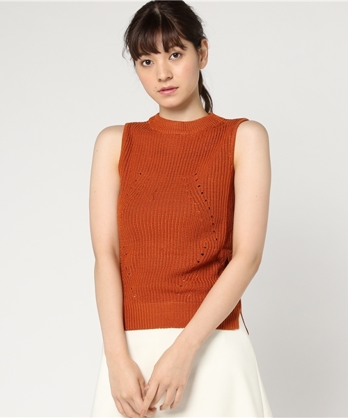 GeeRA（ジーラ）の「プチネックニットベスト（ニット/セーター・レディース・オフホワイト/カーキ/その他/ブラック/オレンジ系その他/ネイビー/グレー・M/LL/S/L）」の9枚目の写真