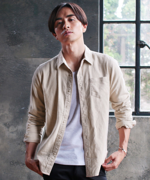 THE CASUAL（カジュアル）の「ストレッチスリム長袖ネルシャツ（シャツ/ブラウス・メンズ・ホワイト/ブラック/ベージュ/ネイビー/グレー/カーキ/モカ/ホワイト系その他/ブラック系その他/グレー系その他/ブルー系その他/レッド系その他/スモークピンク/ホワイト系その他2/ブルー系その他2・S/M/L/XL）」の9枚目の写真