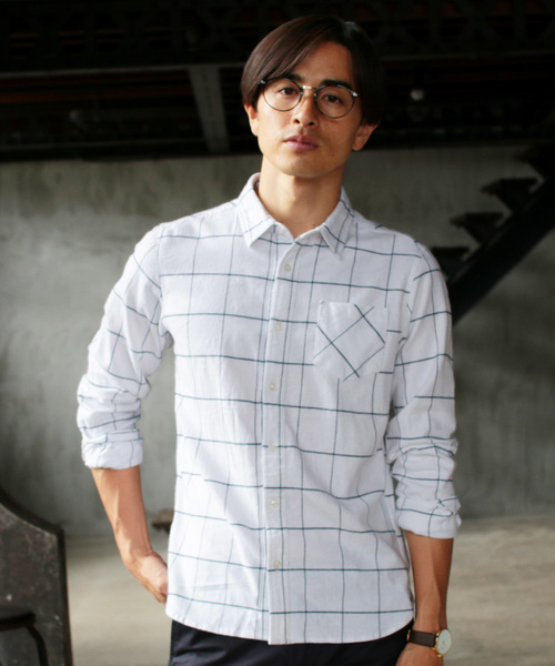 THE CASUAL（カジュアル）の「ストレッチスリム長袖ネルシャツ（シャツ/ブラウス・メンズ・ホワイト/ブラック/ベージュ/ネイビー/グレー/カーキ/モカ/ホワイト系その他/ブラック系その他/グレー系その他/ブルー系その他/レッド系その他/スモークピンク/ホワイト系その他2/ブルー系その他2・S/M/L/XL）」の3枚目の写真