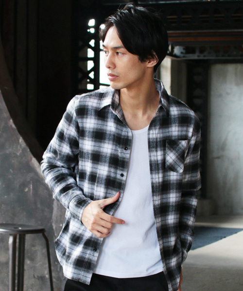 THE CASUAL（カジュアル）の「ストレッチスリム長袖ネルシャツ（シャツ/ブラウス・メンズ・ホワイト/ブラック/ベージュ/ネイビー/グレー/カーキ/モカ/ホワイト系その他/ブラック系その他/グレー系その他/ブルー系その他/レッド系その他/スモークピンク/ホワイト系その他2/ブルー系その他2・S/M/L/XL）」の6枚目の写真