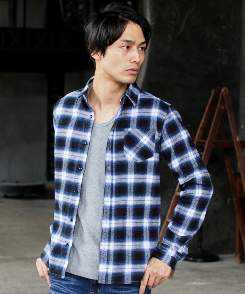 THE CASUAL（カジュアル）の「ストレッチスリム長袖ネルシャツ（シャツ/ブラウス・メンズ・ホワイト/ブラック/ベージュ/ネイビー/グレー/カーキ/モカ/ホワイト系その他/ブラック系その他/グレー系その他/ブルー系その他/レッド系その他/スモークピンク/ホワイト系その他2/ブルー系その他2・S/M/L/XL）」の12枚目の写真