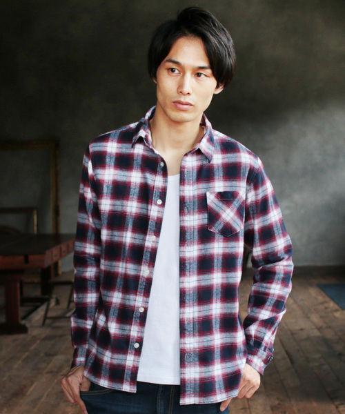 THE CASUAL（カジュアル）の「ストレッチスリム長袖ネルシャツ（シャツ/ブラウス・メンズ・ホワイト/ブラック/ベージュ/ネイビー/グレー/カーキ/モカ/ホワイト系その他/ブラック系その他/グレー系その他/ブルー系その他/レッド系その他/スモークピンク/ホワイト系その他2/ブルー系その他2・S/M/L/XL）」の15枚目の写真