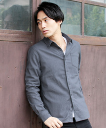 ストレッチスリム長袖ネルシャツ