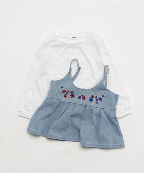 RODEO CROWNS WIDE BOWL（ロデオクラウンズワイドボウル）の「刺繍 キャミソール セット トップス（Tシャツ/カットソー・キッズ・ブルー/ライトブルー・SMALL/MEDIUM/LARGE/X-SMALL）」の2枚目の写真