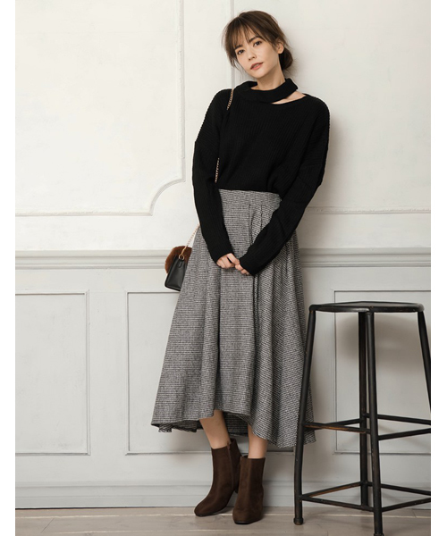 Re:EDIT（リエディ）の「ウールタッチ2パターンチェック柄バックロングフレアスカート（スカート・レディース・ブラウン/ブラック系その他/ブラック/ブラウン系その他・LARGE/MEDIUM/SMALL）」の20枚目の写真