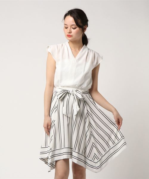 Cecil Mcbee セシルマクビー の フレンチストライプイレヘムドッキングワンピース ワンピース Wear