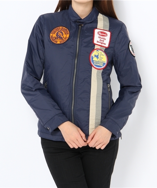 HYSTERIC GLAMOUR（ヒステリックグラマー）の「プリマロフトナイロンタフタ ワッペン付レーシングBZ（ブルゾン・レディース・グリーン/ネイビー/ブラック・FREE）」の3枚目の写真