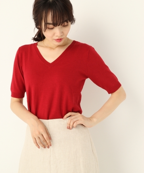 A part by（アパートバイ）の「洗える/14GクールミストVPOニット/SS　793361（ニット/セーター・レディース・ホワイト/ブラック/ベージュ/グリーン/ライトパープル/グレー/レッド/ホワイト系その他・MEDIUM/LARGE）」の8枚目の写真