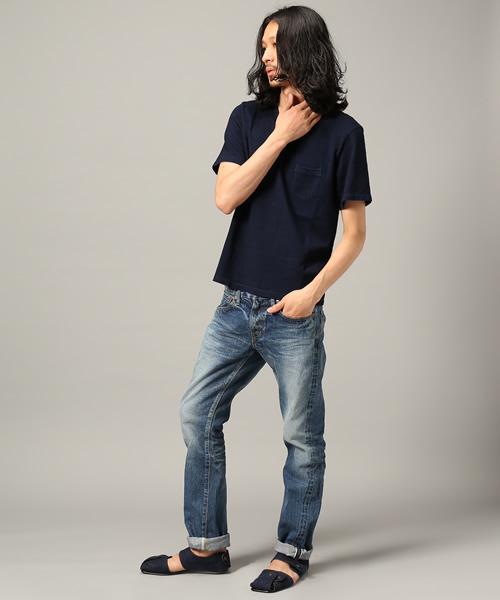 Denime（ドゥニーム）の「INDIGO V/N POCKT TEE（Tシャツ/カットソー・メンズ・インディゴブルー/ブルー系その他・MEDIUM/SMALL/LARGE）」の2枚目の写真