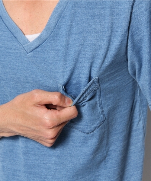 Denime（ドゥニーム）の「INDIGO V/N POCKT TEE（Tシャツ/カットソー・メンズ・インディゴブルー/ブルー系その他・MEDIUM/SMALL/LARGE）」の9枚目の写真