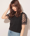 apres jour | 袖ドットチュールTシャツ【ZOZOTOWN限定アイテム】(T恤)