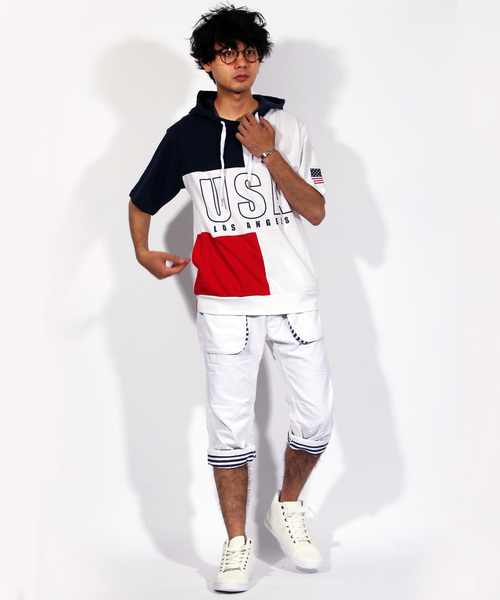 ８(eight)（エイト）の「ボーダー チノ クロップドパンツ ７分丈（チノパンツ・メンズ・ホワイト/ネイビー/ブラウン・MEDIUM/LARGE）」の4枚目の写真