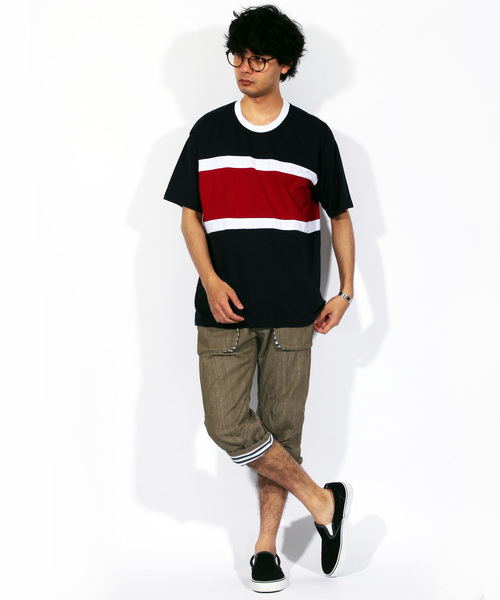 ８(eight)（エイト）の「ボーダー チノ クロップドパンツ ７分丈（チノパンツ・メンズ・ホワイト/ネイビー/ブラウン・MEDIUM/LARGE）」の5枚目の写真