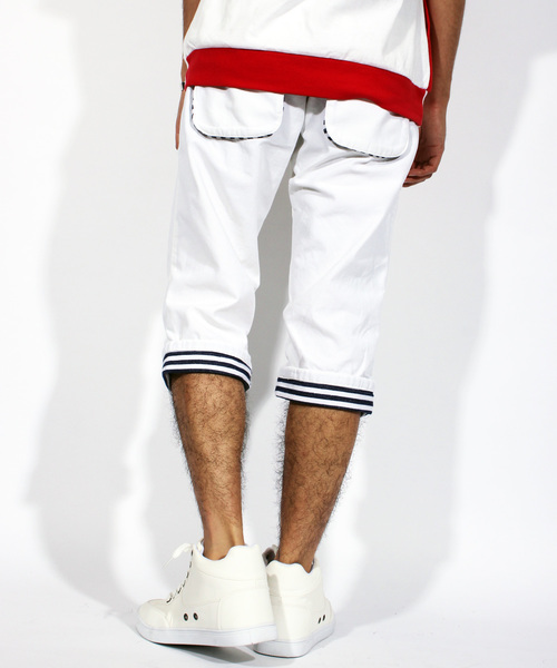 ８(eight)（エイト）の「ボーダー チノ クロップドパンツ ７分丈（チノパンツ・メンズ・ホワイト/ネイビー/ブラウン・MEDIUM/LARGE）」の8枚目の写真