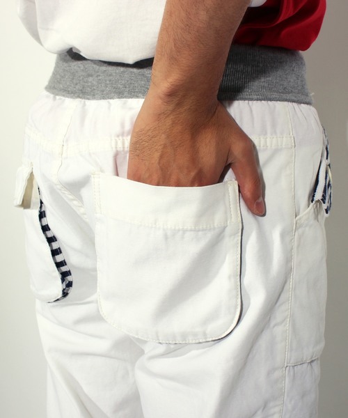 ８(eight)（エイト）の「ボーダー チノ クロップドパンツ ７分丈（チノパンツ・メンズ・ホワイト/ネイビー/ブラウン・MEDIUM/LARGE）」の17枚目の写真