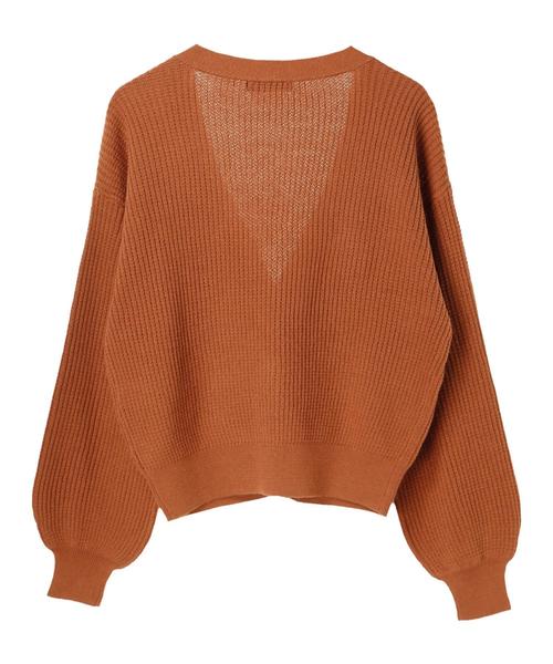 AMERICAN HOLIC(アメリカンホリック)の「・長袖ワッフル編みVネックカーディガン(カーディガン/ボレロ・レディース・杢グレー/ブラウン/ブラック/マスタード/キャメル・FREE)」の14枚目の写真