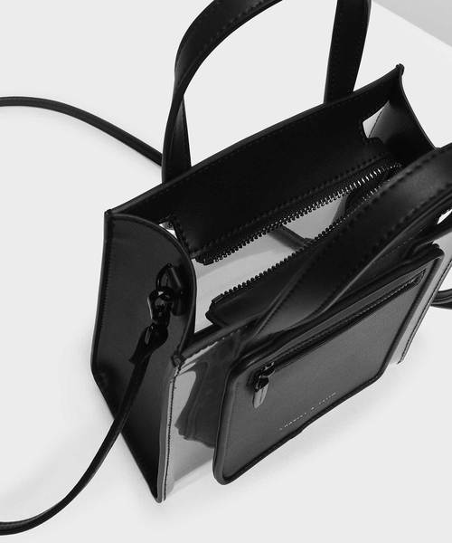 CHARLES & KEITH（チャールズ & キース）の「ジップシースルートートバッグ / Zipper See Through Tote Bag（トートバッグ・レディース・ブラック・S）」の2枚目の写真
