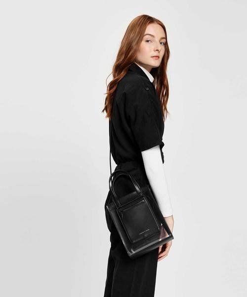 CHARLES & KEITH（チャールズ & キース）の「ジップシースルートートバッグ / Zipper See Through Tote Bag（トートバッグ・レディース・ブラック・S）」の3枚目の写真