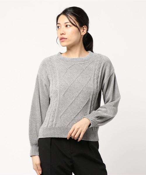 earth music&ecology(アースミュージックアンドエコロジー)の「・ケーブル編みモールニットプルオーバー●(ニット/セーター・レディース・ライトグレー/ブラック/サックスブルー/アイボリー/マスタード/ライトピンク/ブルーグリーン/ピンク系その他2・FREE)」の4枚目の写真