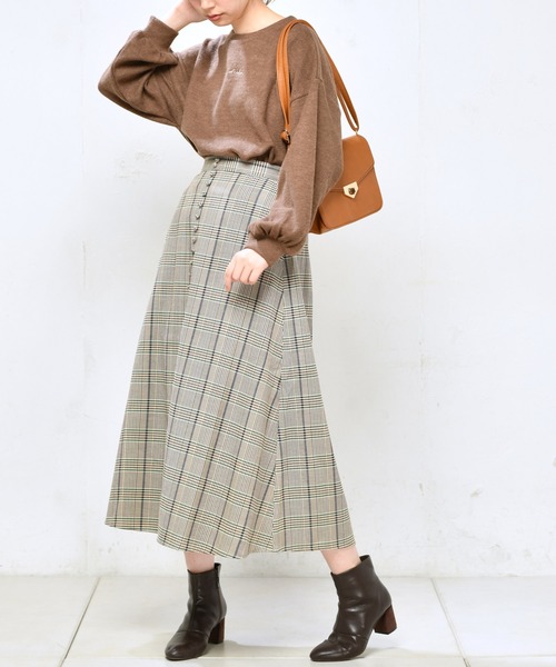natural couture(ナチュラルクチュール)の「プチ釦キレイめミディスカート(スカート・レディース・ダークブラウン/パープル/レオパード/チェック・FREE)」の15枚目の写真