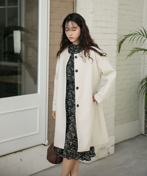 UNE MANSION(ユヌマンション)の「【Original】ノーカラーコート(テーラードジャケット)」|アイボリー